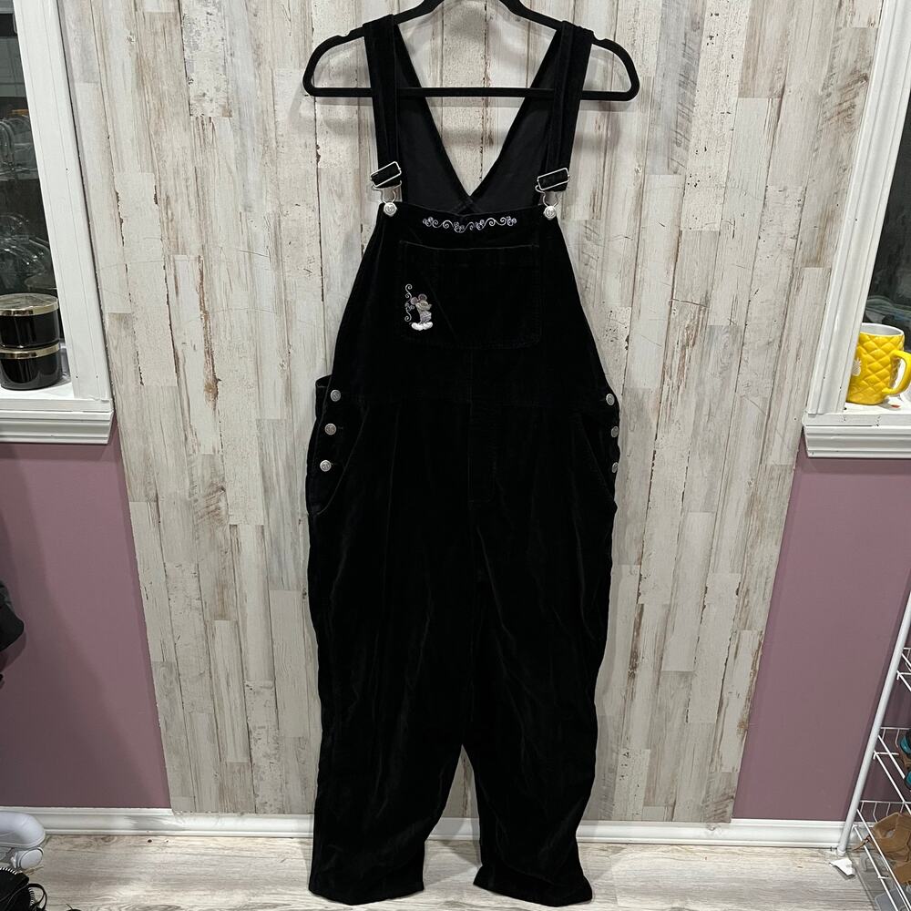 VTG Disney Mickey Mouse pants velvet Bib Overalls jumpsuit romper Size L